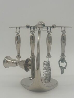 Godinger Silver Plated Bar Tool Set with Stand